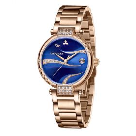 Love Saturn Rose Gold Case Stainless Steel Blue Dial Watches RGA1589-PLLS