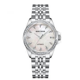 Reef Tiger LOVE Sapphire Crystal Luxury Automatic Women Bracelet Watch RGA1583-2 YWY