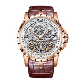 OBLVLO Double Tourbillon Skeleton Automatic Rose Gold Watch for Men RM-T-PWW