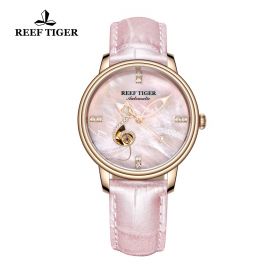 Love Melody Pink Dial Rose Gold Bezel Pink Leather Rose Gold Watch