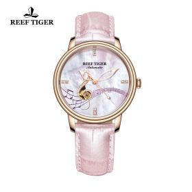 Love Melody Rose Gold White Dial Diamonds Markers Automatic Watch