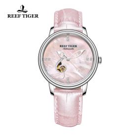 Love Melody Steel Pink Dial Pink Leather Automatic Watch