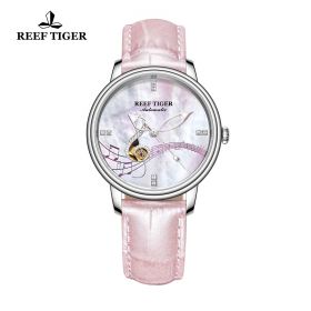 Love Melody Steel Pink Dial Pink Leather Steel Bezel Automatic Watch