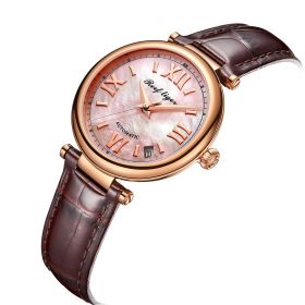 Love Luthier Rose Gold Pink Dial Automatic Leather Ladies Watches RGA1595-PPW