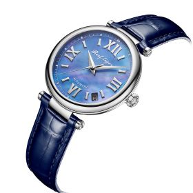 Love Luthier Steel Blue Dial Automatic Leather Ladies Watches RGA1595-YLL
