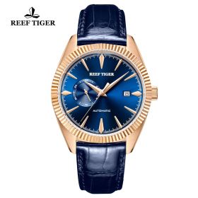 Seattle Orion Blue Dial Rose Gold Blue Leather Automatic Watch