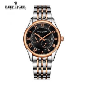Seattle Time Vision Black Dial Roman Markers Two Tone Watch