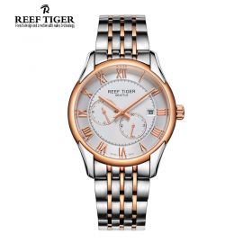 Seattle Time Vision White Dial Roman Markers Two Tone Watch