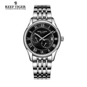 Seattle Time Vision Black Dial Roman Markers Stainless Steel Watch