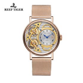 Artist Magician Skeleton Dial Rose Gold Case Automatic Watch