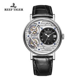 Artist Magician Skeleton Dial Steel Case Leather Strap Automatic Watch