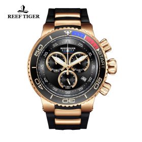 Aurora Grand Ocean Black Dial Stick/Arabic Numeral Markers Rose Gold Watch