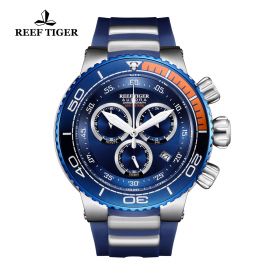 Aurora Grand Ocean Blue Dial Stick/Arabic Numeral Markers Steel Watch