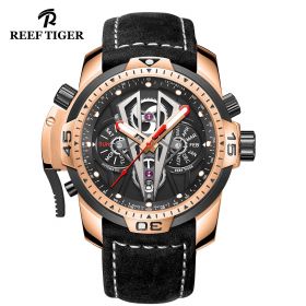 Aurora Concept II Black Complicated Dial Rose Gold Case Black Leather Watches RGA3591-PBBB