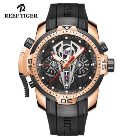 Aurora Concept II Black Complicated Dial Rose Gold Case Sports Watches RGA3591-PBBR