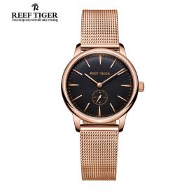 Classic Vintage Couple Watch Black Dial Full Rose Gold For Women