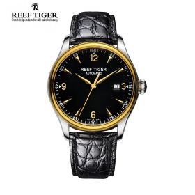 Classic Heritage Black Dial Steel/Yellow Gold Black Alligator Automatic Watch