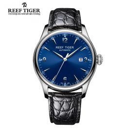 Classic Heritage Blue Dial Black Alligator Leather Strap Automatic Men's Watch