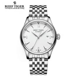 Classic Heritage White Dial Full Stainless Steel Automatic Mens Watch