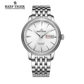 Classic Prophet White Dial Stainless Steel Case Mens Automatic Watch