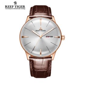 Classic Heritor White Dial Rose Gold Mens Automatic Watch
