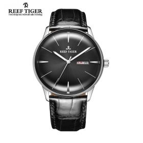 Classic Heritor Black Dial Steel Mens Automatic Watch