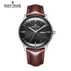 Classic Heritor Black Dial Steel Mens Automatic Watch