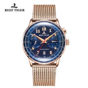 Respect Limited Edition Bule Dial Rose Gold Case Automatic Watch